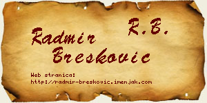 Radmir Brešković vizit kartica